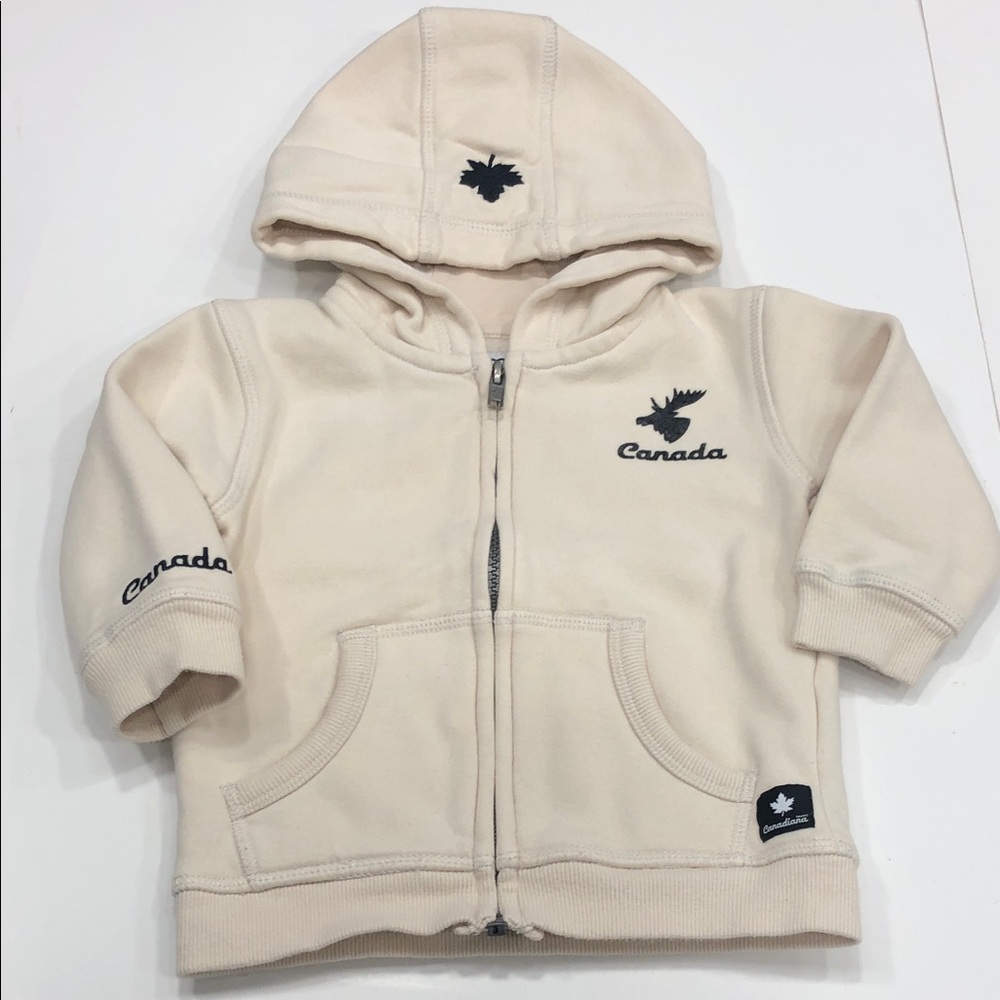Canadiana Hoodie & T-Shirt Bundle – Size 12–18 Months – Cream & Blue